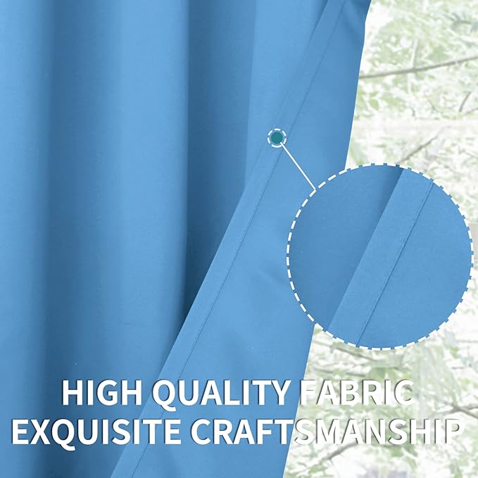 BGment Room Darkening Curtains 45 Inches Long - Grommet Thermal Insulated Drapes Window Treatment Curtains for Bedroom, 2 Panels, 52 x 45 Inch, Sky Blue