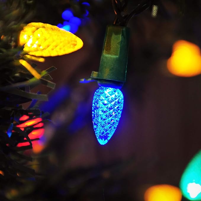 Battery Operated 18ft 50 LED C3 String Lights - Multicolor, Waterproof, Indoor/Outdoor Christmas Tree Wreath Party Decoration