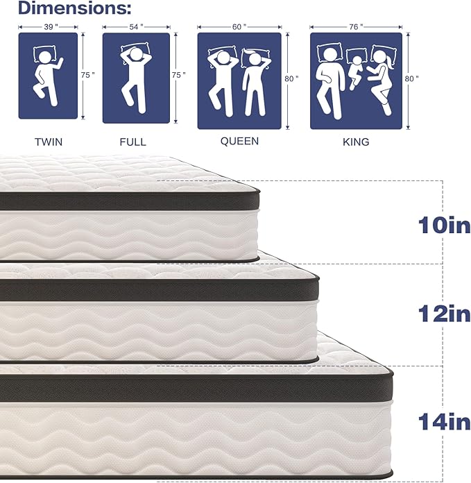 King Size Mattress, Medium Firm Memory Foam & Pocket Spring Hybrid Mattress,12 Inch King Size Mattress in a Box,CertiPUR-US Certified Safe Materials,Ideal for All Sleep Positions,76x80 Inches