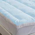 Great Bay Home Twin Cooling Mattress Topper. Thick, Elastic Corner Mattress Pad. Ultra-Soft Cooling Pillowtop Mattress Cover & Protector. Fits Mattresses up to 18” (Twin, Light Blue)