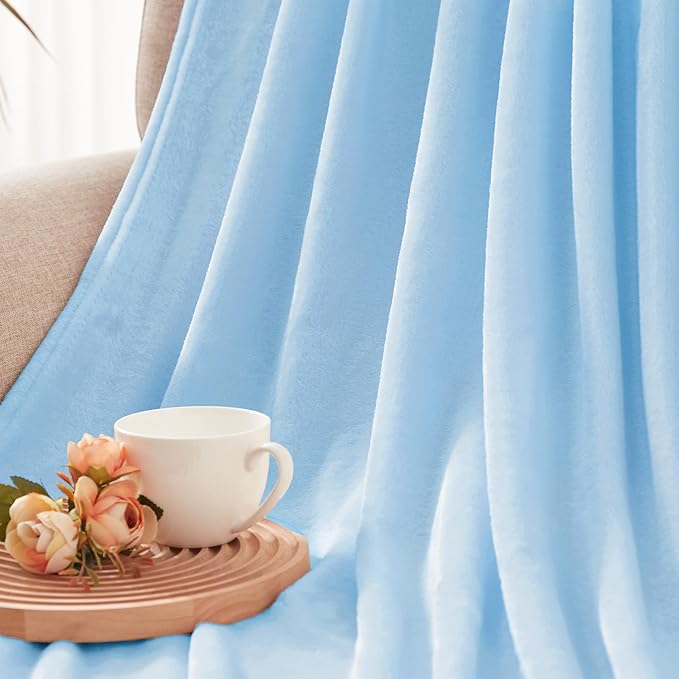 Exclusivo Mezcla Fleece Blanket Twin Size for Bed, Super Soft and Warm, All Season Use, Cozy, Plush, Lightweight, 60x80 Inches Ice Blue