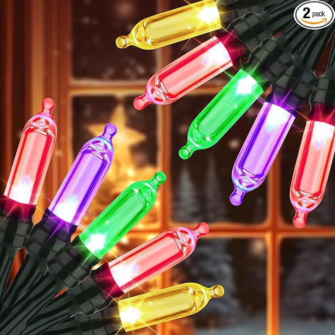 LYHOPE Battery Christmas Lights, 2Pack Total 66ft 200 LED Christmas Lights Waterproof 8 Modes Battery Operated String Light for Outdoor & Indoor, Xmas Tree, Wreaths, Holiday Decoration (Multicolor)