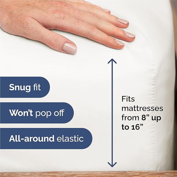 Split King 7 Piece Sheet Set - Comfy Breathable & Cooling - Soft Hotel Luxury Bedding Set w/ 8-16 Inch Deep Pockets - 1 Flat & 2 Fitted Sheet & 4 Pillowcases - Wrinkle Free & Easy Care - Antique White