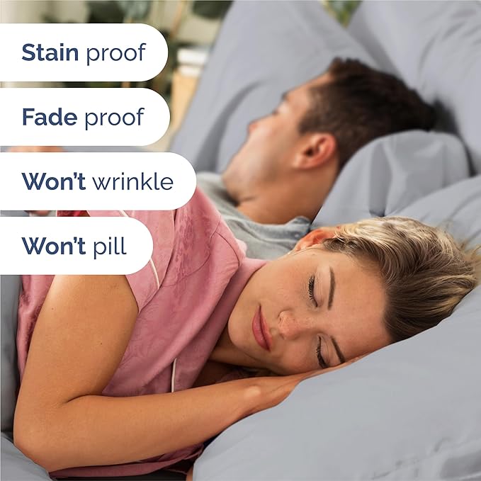 Split King Sheets Set 7 Piece - Includes 4 Pillowcases - Bed Sheets Split King - Soft Hotel Luxury Bedding - Cooling and Breathable - 1 Flat & 2 Fitted & 4 Pillowcases w/ Deep Pockets - Steel Blue