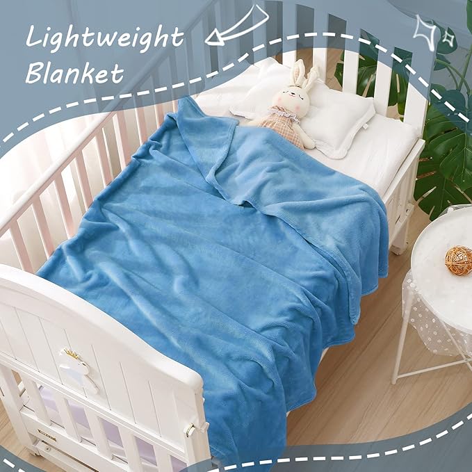 Exclusivo Mezcla Fleece Throw Blanket for Couch, Super Soft and Warm Blankets, Washed Blue Throw All Season Use, Cozy, Plush, Lightweight, 40x50 inches