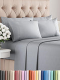Queen Sheets Set 6 Piece - Includes 4 Pillowcases - Bed Sheets Queen Size - Soft Hotel Luxury Bedding - Cooling, Comfy and Breathable - 1 Flat & 1 Fitted & 4 Pillowcases w/ Deep Pockets - Steel Blue