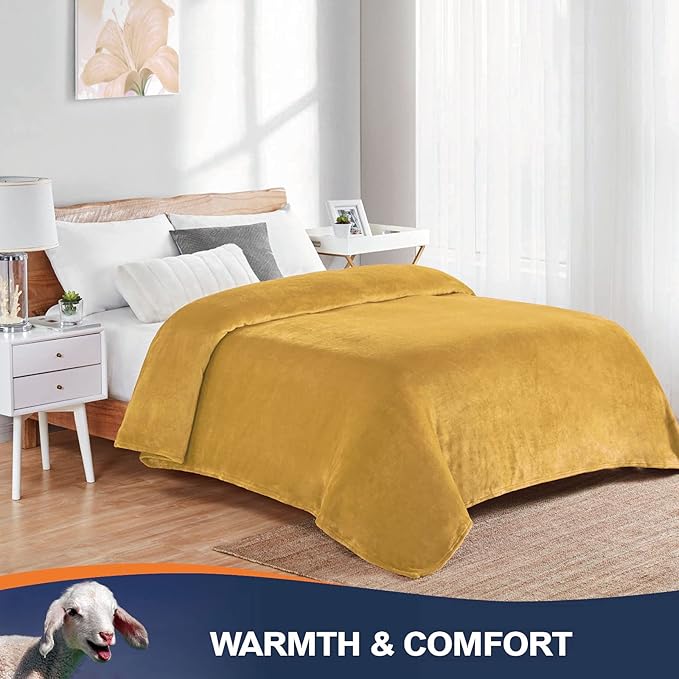 Walensee Fleece Blanket Plush Throw Fuzzy Lightweight (Twin Size 60x80 Honey Gold) Super Soft Microfiber Flannel Blankets for Couch, Bed, Sofa Ultra Luxurious Warm and Cozy for All Seasons