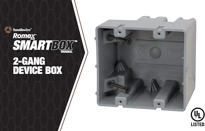 Southwire Device Box, Two Gang | Depth Adjustable | Heavy Duty 42lb | Gray | Pack of 2