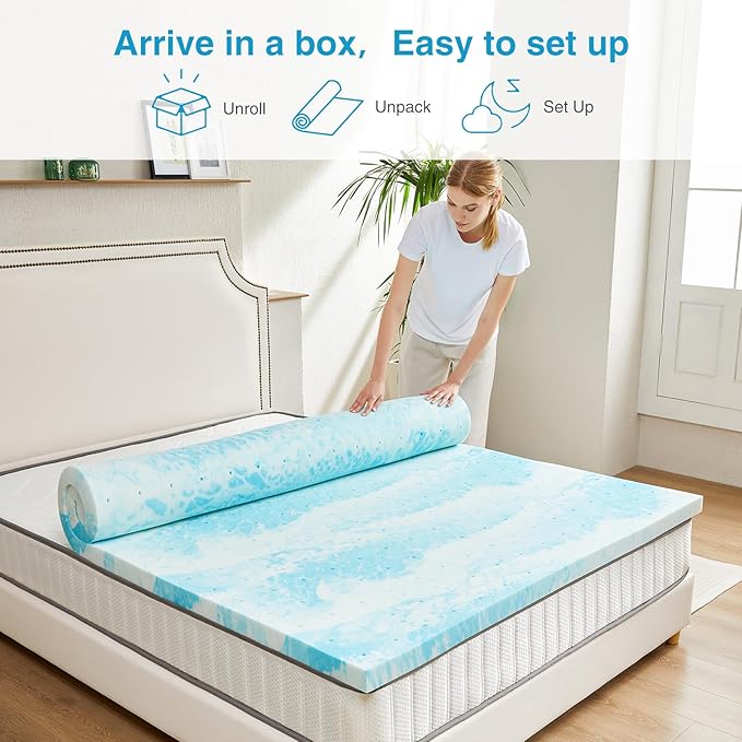 Mattress Topper, Full Size Cooling Memory Foam Bed Toppers, 2 Inch Soft Mattress Pads for Sleeper Sofa, RV, Camper, CertiPUR-US Certified