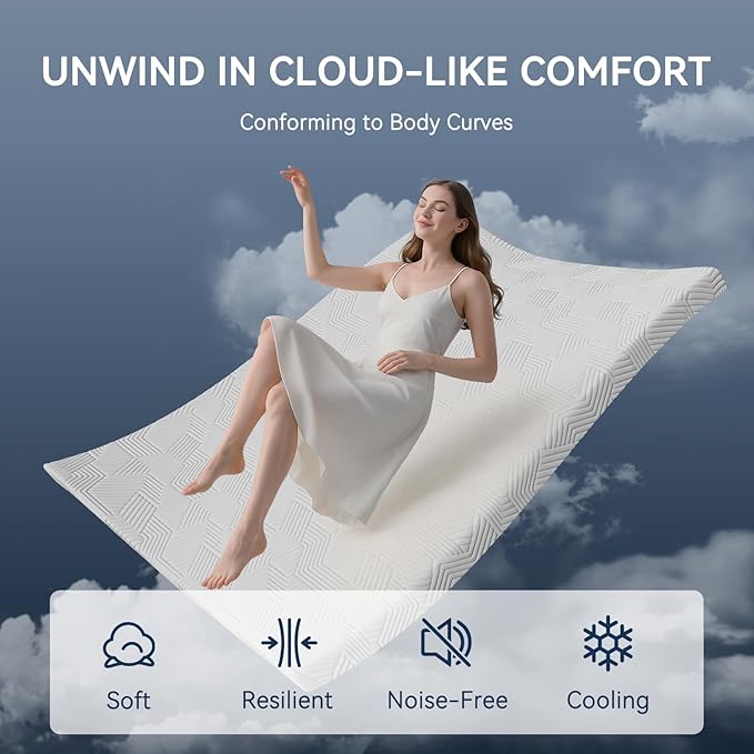 ELEMUSE 4 Inch Gel Memory Foam Mattress Topper Twin Size Pressure-Relieving Mattress Topper for Back Pain,Non-Slip Design with Removable & Washable Cover, CertiPUR-US