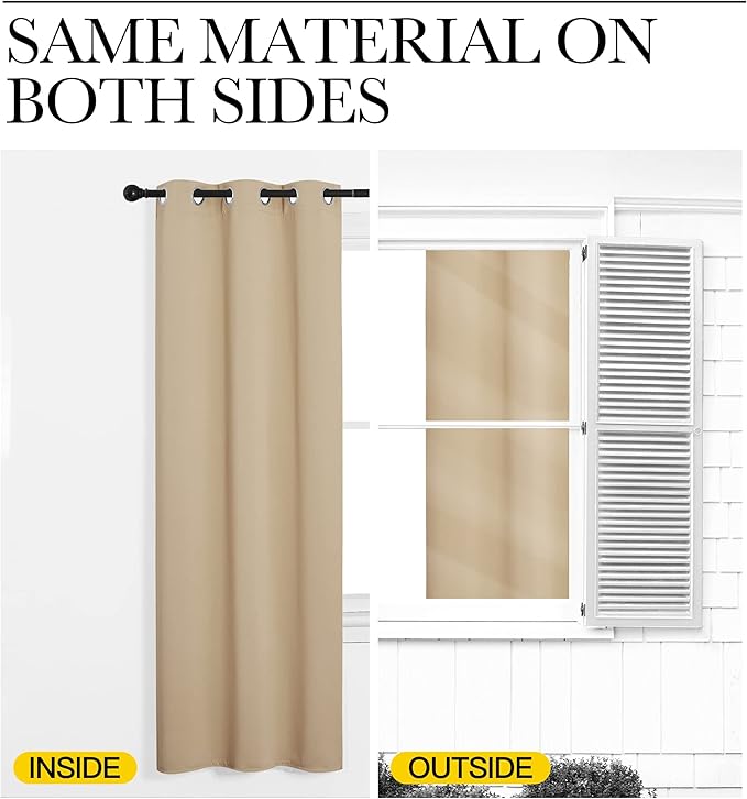 NICETOWN Blackout Draperies Curtains Panels - Window Treatment Thermal Insulated Solid Grommet Blackout Curtains/Panels/Drapes for Bedroom (Set of 2 Panels, 55 by 78 Inch, Biscotti Beige)