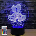 AZIMOM 3D I Love You Illusion lamp LOVE Shape Night Light 16Colors Changing Smart Touch Remote Control Optical Illusion Bedside Lamps Bedroom Home Decoration for Kids Boys & Girls Women Birthday Gifts