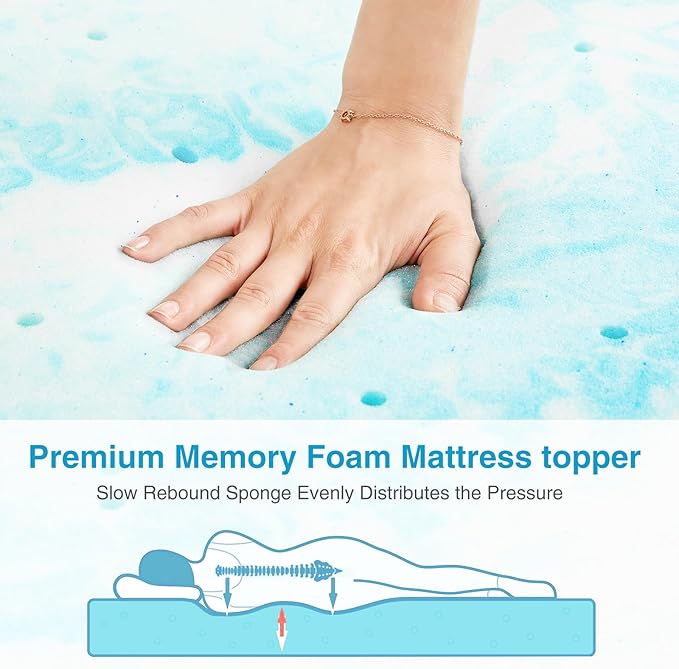 Mattress Topper, Full Size Cooling Memory Foam Bed Toppers, 2 Inch Soft Mattress Pads for Sleeper Sofa, RV, Camper, CertiPUR-US Certified