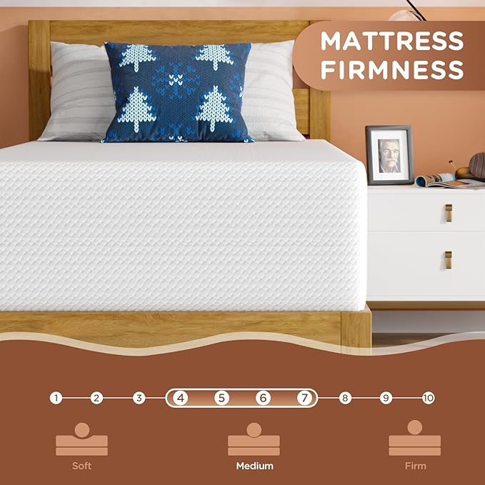 PayLessHere 14 Inch Twin Mattress Base Foam Mattress,Removable Soft Cover,Bunk Bed, Trundle, Daybed,White，Fiberglass Free