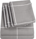 Cal King Size Bed Sheets - 6 Piece 1500 Supreme Collection Fine Brushed Microfiber Deep Pocket California King Sheet Set Bedding - 2 Extra Pillow Cases, Great Value, California King, Window Pane Gray