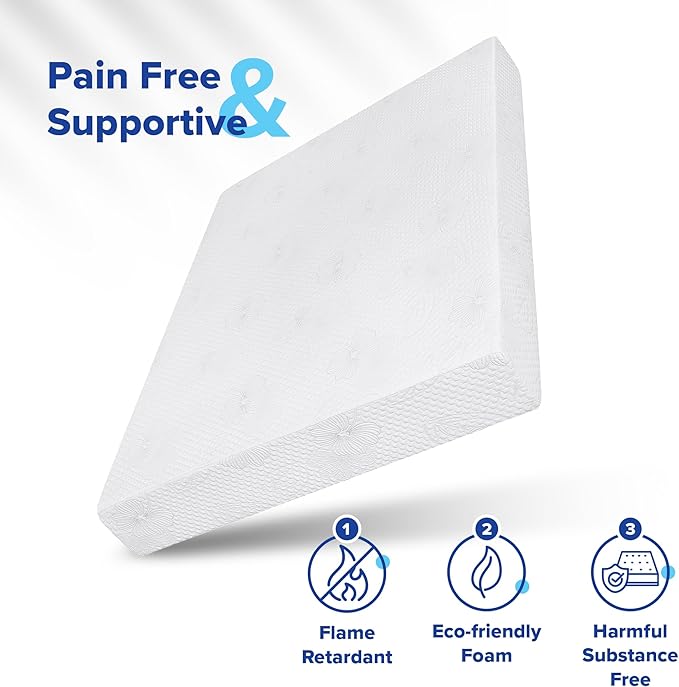 Olee Sleep Full Mattress, 8 Inch Gel Memory Foam Mattress, Gel Infused for Comfort and Pressure Relief, CertiPUR-US Certified, Bed-in-a-Box, Medium Firm, Full Size