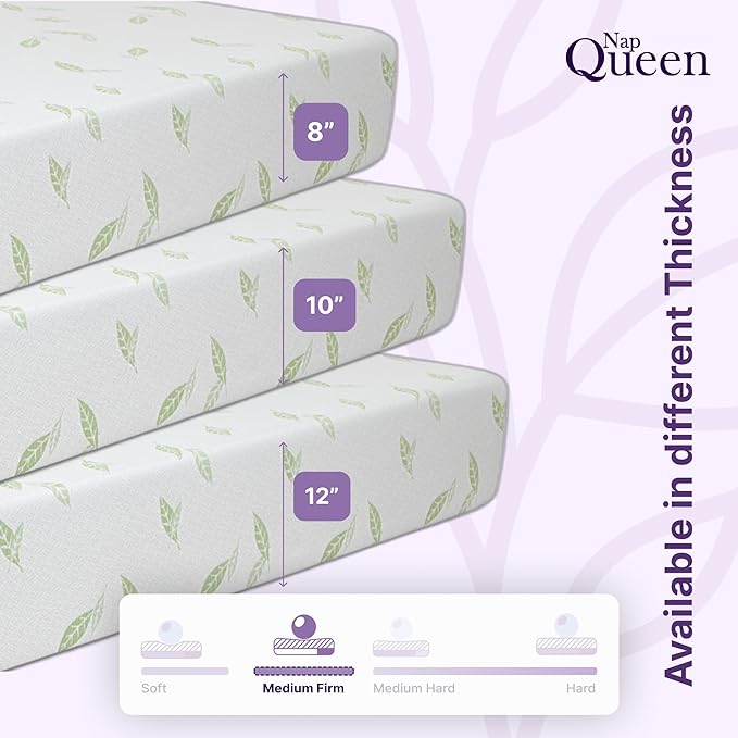 NapQueen Twin XL Size, 12 Inch Anula Green Tea Infused Memory Foam Mattress, Bed in a Box, CertiPUR-US Certified Mattress