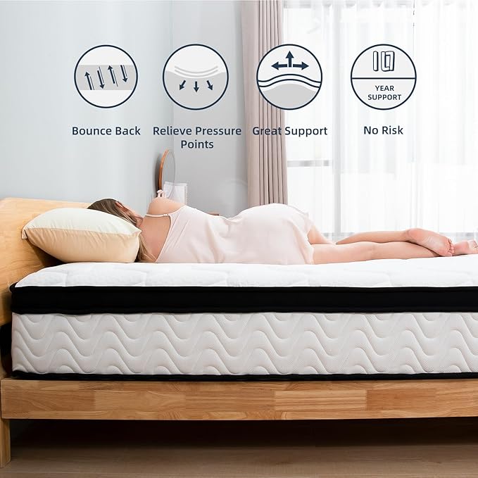 Twin Mattress | 10 Inch Twin Size Hybrid Mattresses in a Box | Medium Firm Memory Foam and Individual Pocket Springs | Fiberglass Free Bed Matress | Breathable | CertiPUR-US