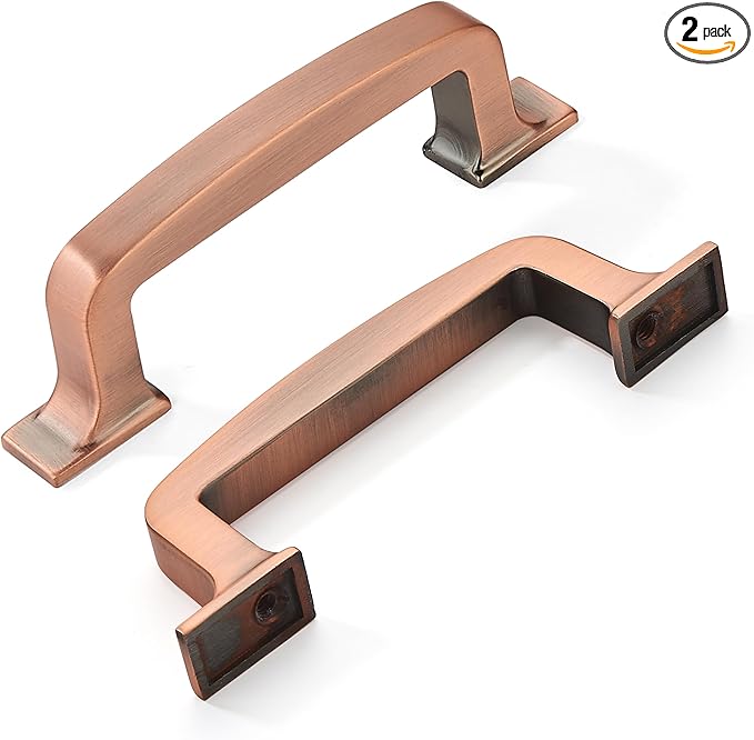 Khtumeware 2 Pack 3 Inch Cabinet Handles - Brushed Antique Copper Pulls for Drawers, Kitchen Cabinets, Cupboards - Hardware Handles
