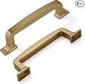 kHTumeWare 2 Pack 3-3/4 Inch Cabinet Handles - Brushed Brass and Gold Drawer Pulls - Cupboard and Drawer Hardware