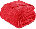 Exclusivo Mezcla Fleece Queen Size Blanket for Bed, 90x90 Inches Soft Cozy Jacquard Flannel Blankets, Lightweight Fuzzy Plush Warm for Winter, Red