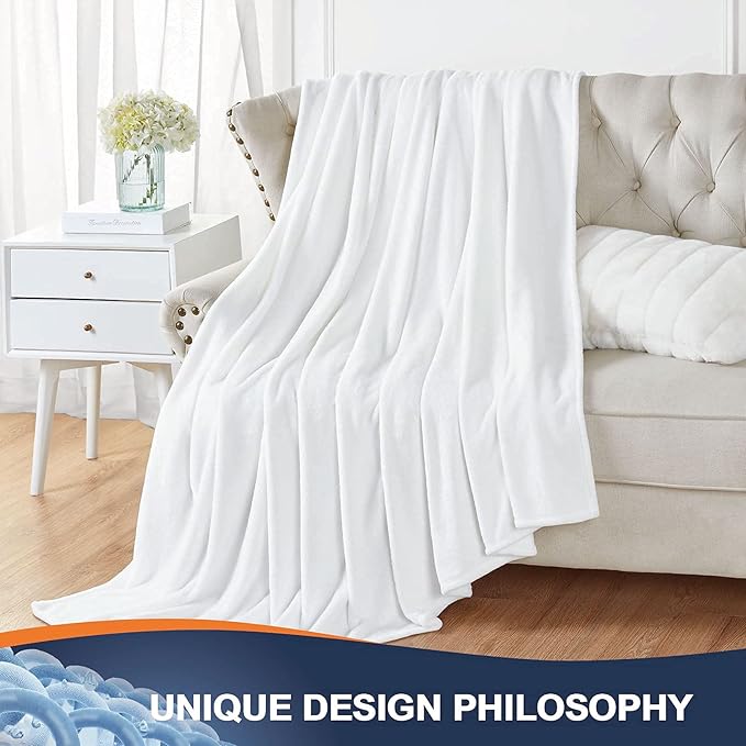 Walensee Fleece Blanket Plush Throw Fuzzy Lightweight (King Size 108x90 White) Super Soft Microfiber Flannel Blankets for Couch, Bed, Sofa Ultra Luxurious Warm and Cozy for All Seasons