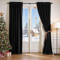 Lazzzy Velvet Blackout Curtains Thermal Insulated Room Window Drapes Super Soft Luxury Curtains for Living Room Bedroom Rod Pocket 2 Panels, Black, 42" W x 96" L