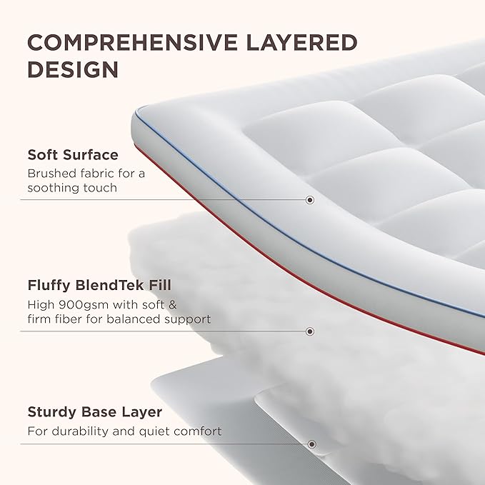 Bedsure Queen Mattress Topper - Extra Thick Mattress Pad Cover with Deep Pocket fits up to 21 Inches, Soft Pillow Top Bed Topper for Back Pain Relief, Overfilled with Down Alternative Filling, White