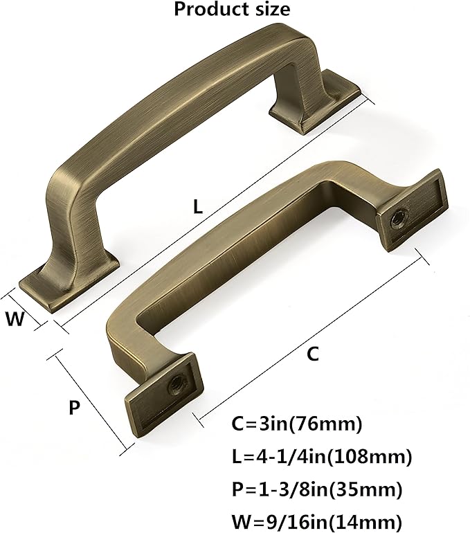 KHTumeWare 2-Pack 5 Inch Cabinet Handles - Brushed Antique Brass Pulls for Drawer & Cupboard