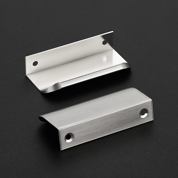 Ravinte Hardware 20 Pack Silver Cabinet Handles, 3.15 Inch (80mm) Finger Edge Pulls, 2-1/2 Inch Hole Center, Finger Pulls for Cabinets