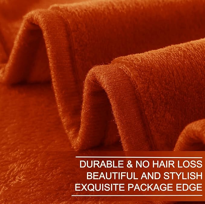Fleece Blankets for All Season - Premium Lightweight Anti-Static Throw for Travel Size Bed Extra Soft Brush Fabric Warm Sofa Thermal Blanket 51" x 60"(Orange)