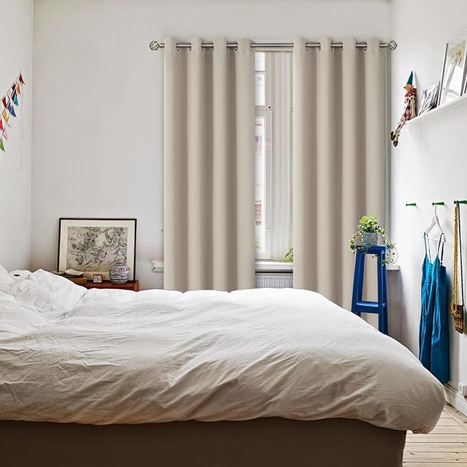 BGment Room Darkening Curtains 120 Inches Long - Grommet Thermal Insulated Drapes Window Treatment Curtains for Bedroom, 2 Panels, 52 x 120 Inch, Camel