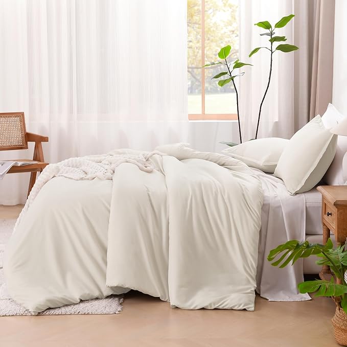 Litanika Full Size Comforter Sets Beige, 3 Pieces Lightweight Bedding Comforter Sets, Down Alternative Comforter Fluffy Bed Set Gift Choice