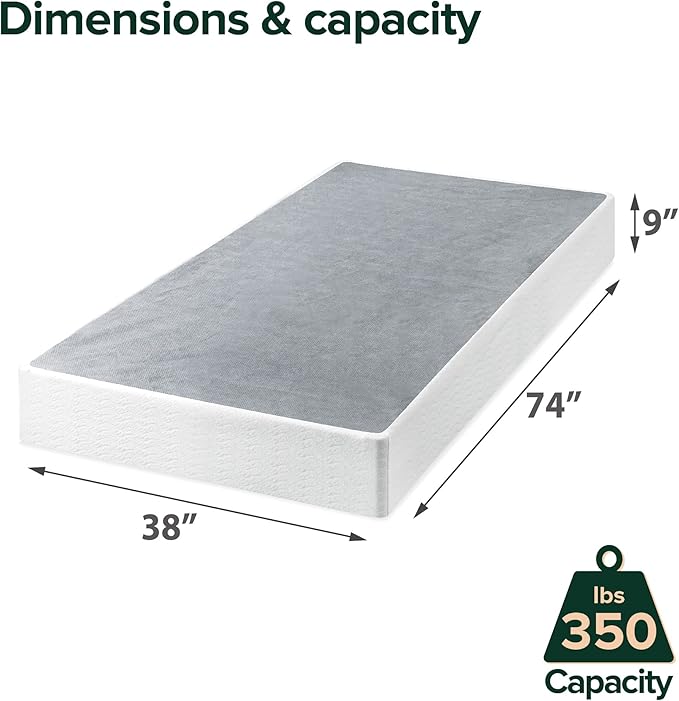 ZINUS 9 Inch Twin Metal Smart Box Spring with Quick Assembly, Mattress Foundation, Strong Metal Frame, Easy Assembly