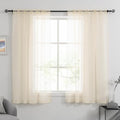 HUTO Cream Beige Sheer Curtains 63 Inch Length Rod Pocket Beige Sheer Voile Window Curtain Drapes for Bedroom Living Room 2 Panels