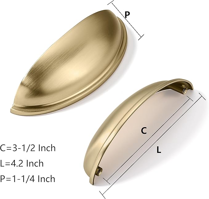 khtumeware 10 Pack 3-1/2" Drawer Pulls Champagne Bronze Cabinet Cup Pulls Kitchen Hardware Cabinet Handles Drawer Handles Knobs 3.5 inch Hole Center
