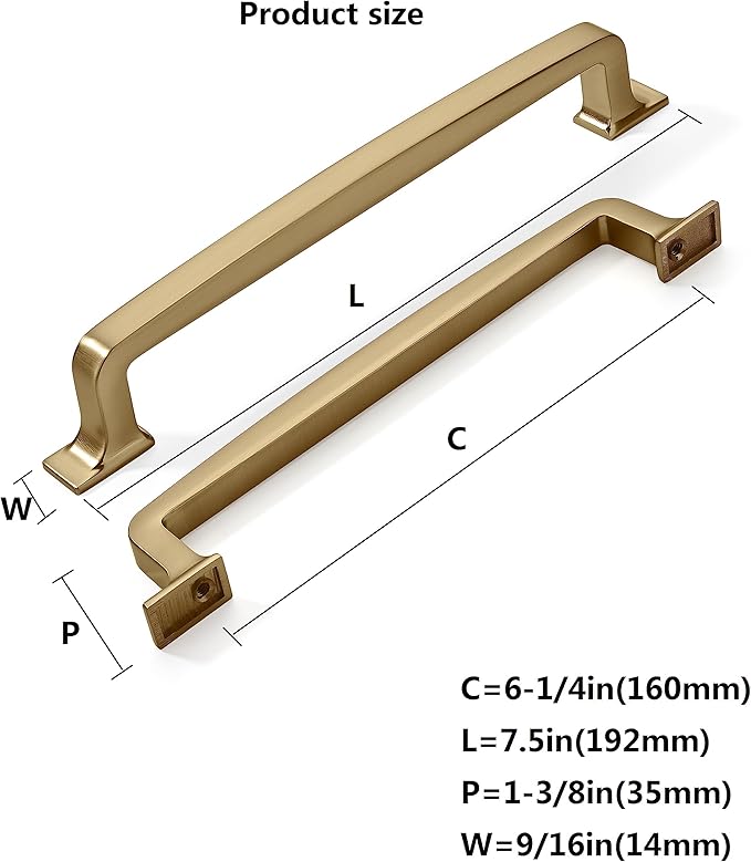 KHTUMEWARE 6 Pack 6-1/4 Inch Cabinet Handles - Champagne Bronze and Warm Brass Drawer Pulls