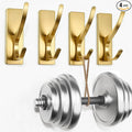 pickpiff Self Adhesive Coat Hooks for Hanging, Heavy Duty Stainless Double Wall Hook for Towel, Backpack, Hat, Sturdy Metal Hanger for Bathroom, Bedroom, Door, Wall Mounted, 4-Pack, Brushed Gold