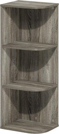 Furinno PASIR Book Shelf, 3-Tier Corner Bookshelf, Open Shelves Bookcase 9.3" x 12" x 31.5", for Living Room, Bedroom, Home Office, French Oak