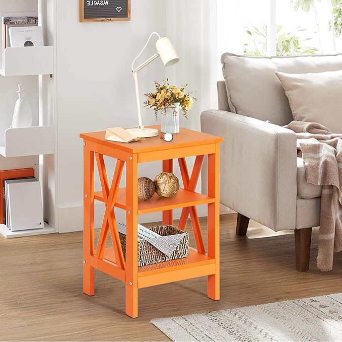 VECELO Modern Nightstands X-Design Side End Table Night Stand with Storage Shelf for Bedroom,Living Room,