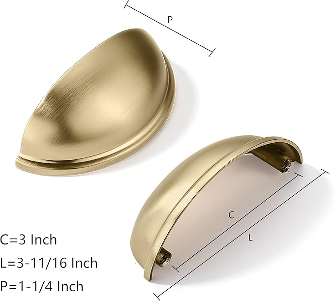 khtumeware 2 Pack 3" Drawer Pulls Champagne Bronze Cabinet Cup Pulls Kitchen Hardware Cabinet Handles Drawer Handles Knobs 3 inch Hole Center