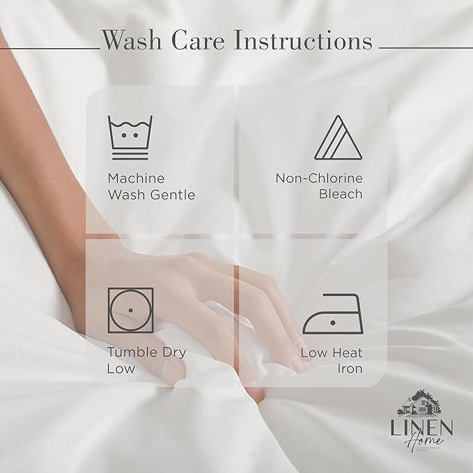 Linen Home 100% Cotton Percale Sheets Full Size, White, Deep Pocket, 4 Pieces Set - 1 Flat, 1 Deep Pocket Fitted Sheet and 2 Pillowcases, Crisp Cool and Strong Bed Linen