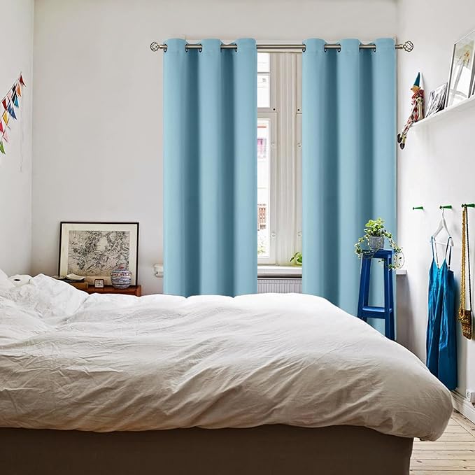 BGment Room Darkening Curtains 84 Inches Long - Grommet Thermal Insulated Drapes Window Treatment Curtains for Bedroom, 2 Panels, 42 x 84 Inch, Greyish Blue