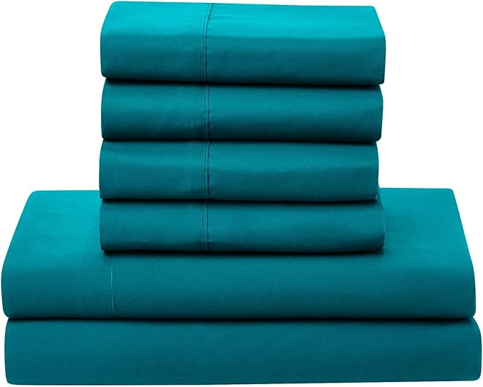 Sweet Home Collection RV Short Queen Comforter Set for RV Camper - Comforter Set with Fitted & Flat Sheet, 4 Pillowcases - Tailored for RV Short Queen Beds - Cozy Essentials for Your RV Bedroom, Teal