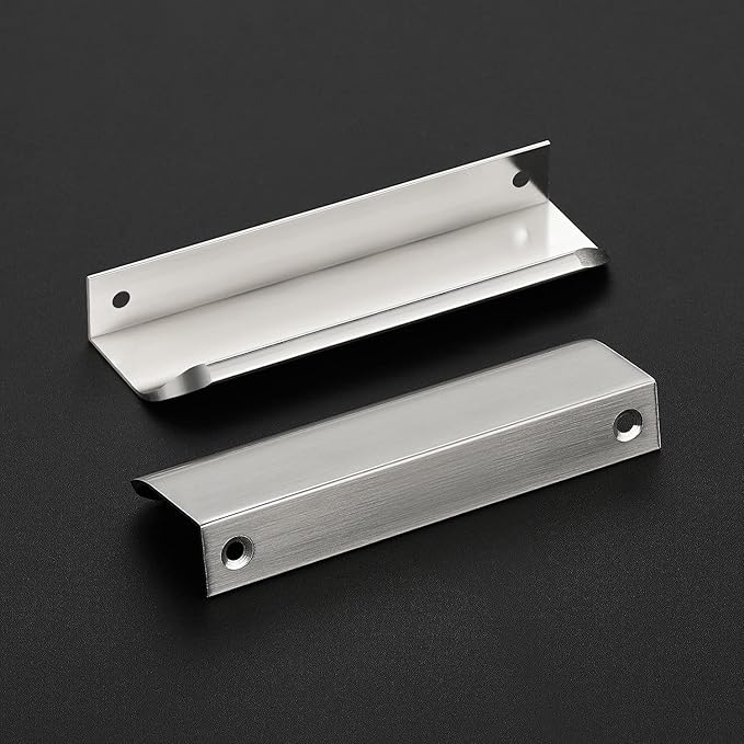 Ravinte Hardware 20 Pack Silver Cabinet Handles, 4.75 Inch (120mm) Finger Edge Pulls, 3.75 Inch Hole Center, Finger Pulls for Cabinets