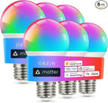 OREiN Matter Smart Light Bulb, Smart Light Bulbs Work with Apple Home, Alexa, Google Home, SmartThings, A19 Color Changing Light Bulbs 2.4Ghz WiFi, 800 Lumens Equivalent 60W 6Pack