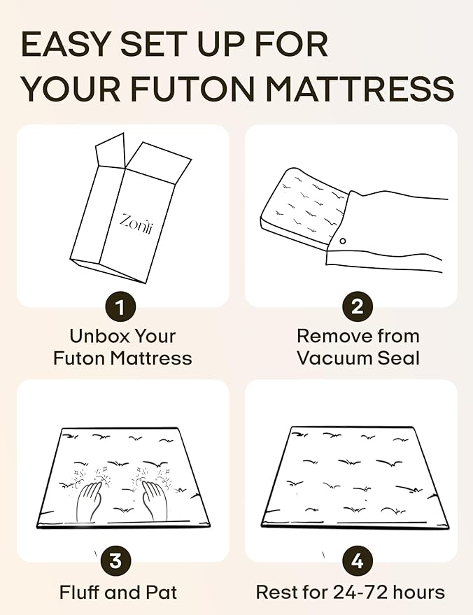 ZonLi Japanese Floor Futon Mattress Queen Size 80"x 60", 100% Cotton Cover 4'' Thicken Tatami Mattress, Foldable Sleeping Pad, Portable Dormitory Tatami Mat, Roll Up Floor Lounger Bed for Adult