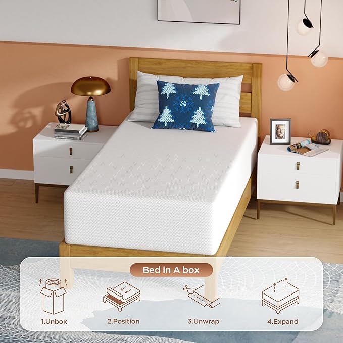 PayLessHere 14 Inch Twin Mattress Base Foam Mattress,Removable Soft Cover,Bunk Bed, Trundle, Daybed,White，Fiberglass Free