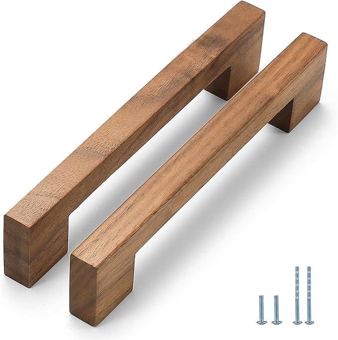Walnut Square 5 in 6 pcs Wooden Drawer Pulls Handle pulls for cabinets Kitchen Cabinet Drawer pulls Cabinet Door Pull