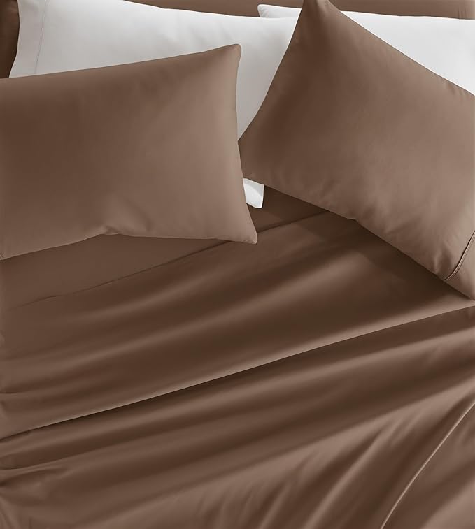 Linen Market Brushed Microfiber King Sheet Set 4 Piece – Oeko-TEX Certified Ultra Soft & Wrinkle-Free - 16" Deep Pocket Sheets - Easy Care King Size - Taupe